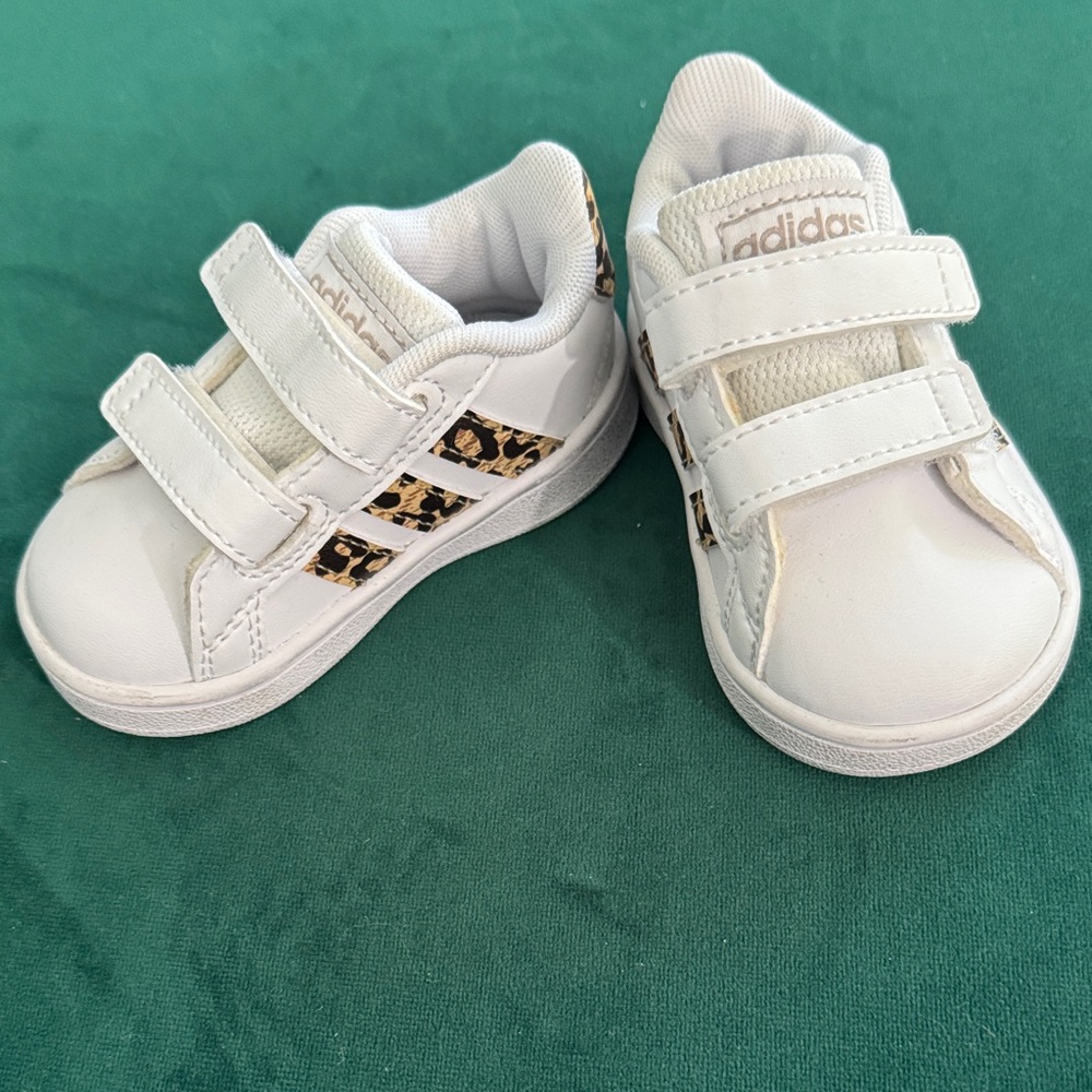 Adidas White and Brown Sneakers with Velcro Straps